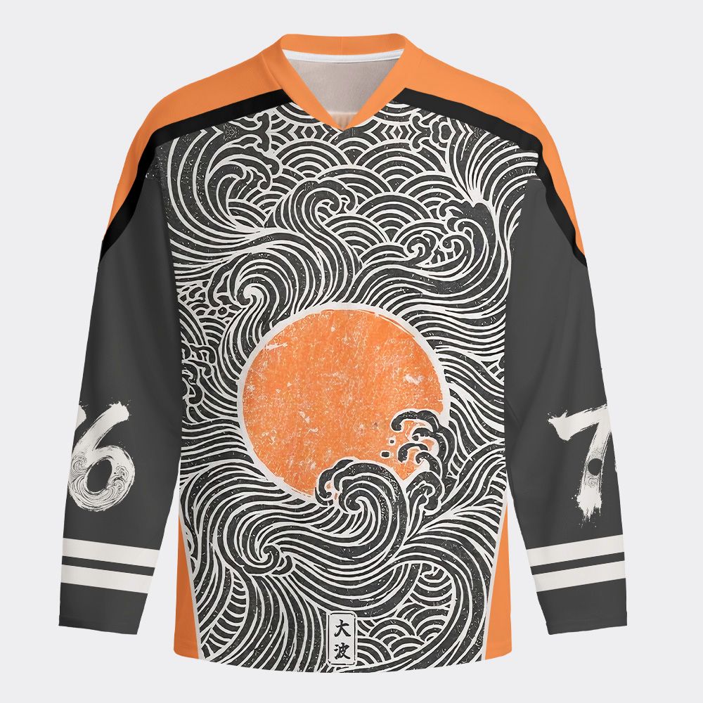 Kyoto-Lion Great Wave Sunset Long-Sleeve Hockey Jersey