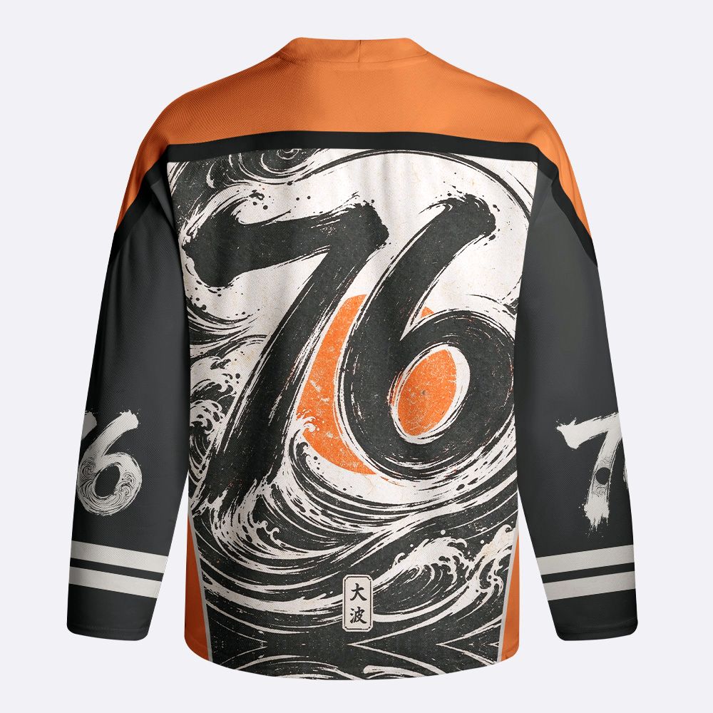 Kyoto-Lion Great Wave Sunset Long-Sleeve Hockey Jersey