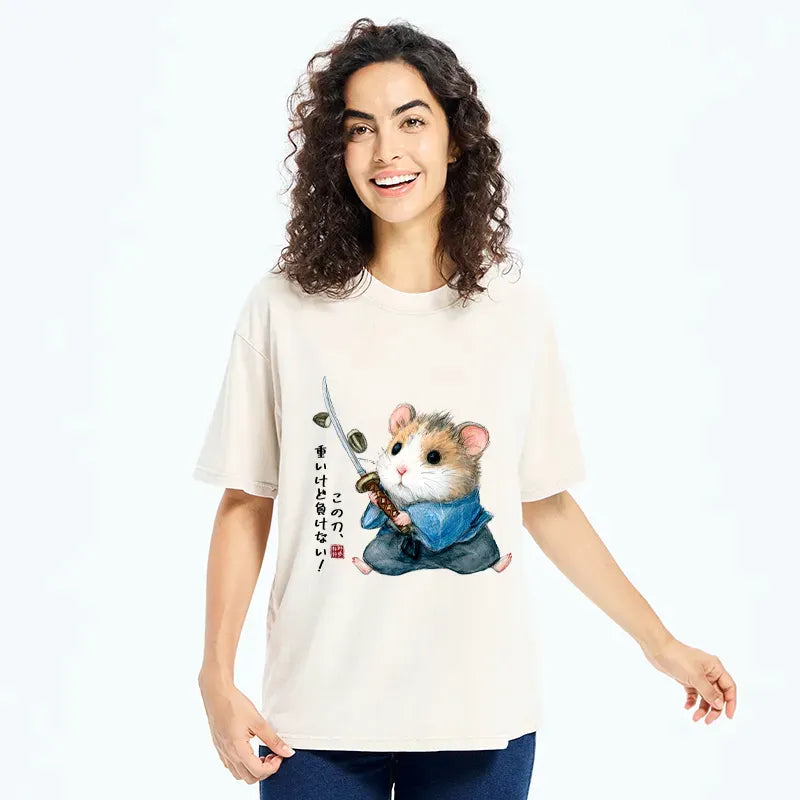 Kyoto-Lion Heavy Sword, Strong Heart Washed T-Shirt
