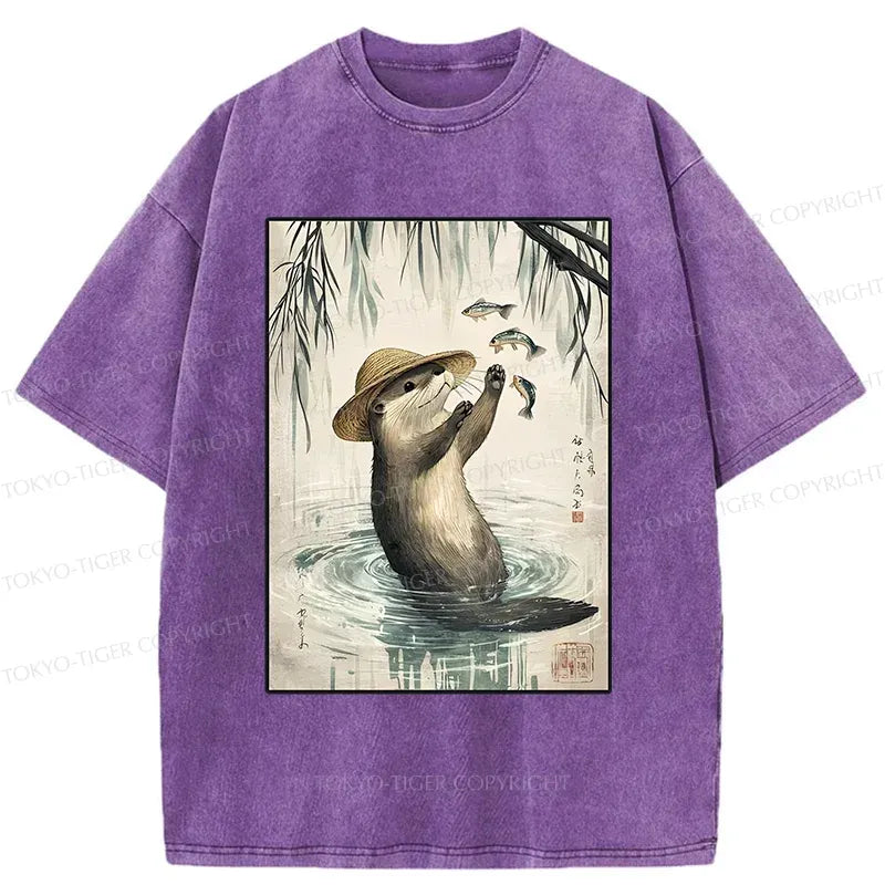 Japanese vintage washed t-shirt for daily wear