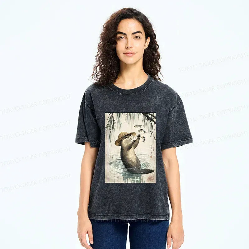 Japanese vintage washed t-shirt for daily wear