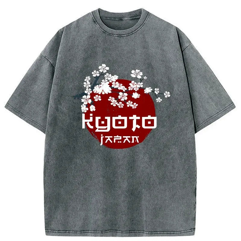 japanese sakura washed t-shirt free shipping