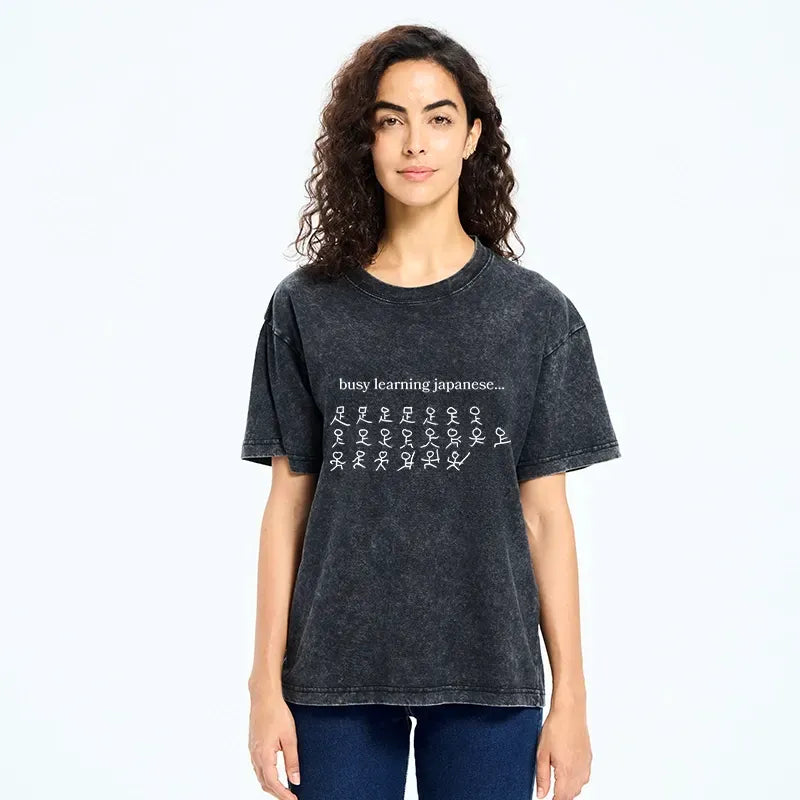 Trendy Retro Kanji Joke Shirt for Casual
