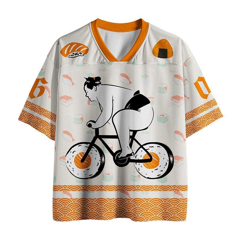 Kyoto-Lion Sumo Riding A Sushi Bike Mesh Jersey