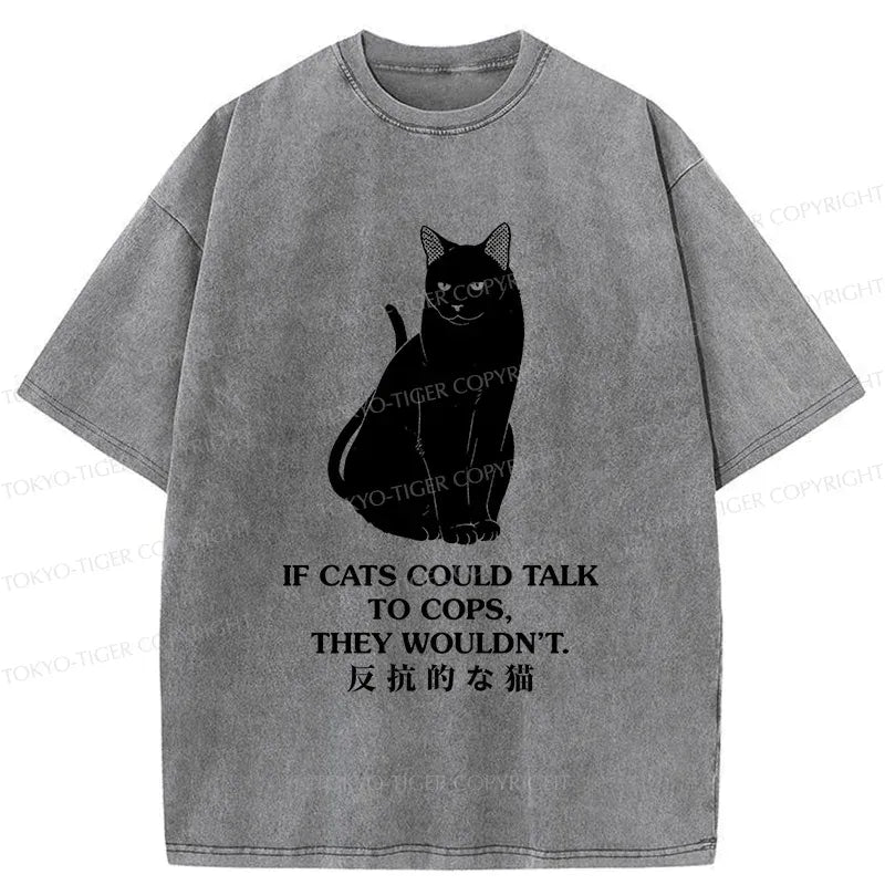 Kyoto-Lion Rebellious Black Cat Washed T-Shirt