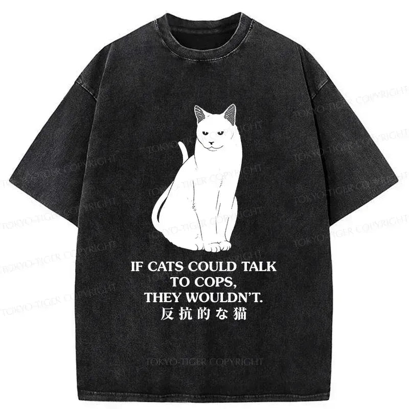 Washed Japanese Cat T-Shirt