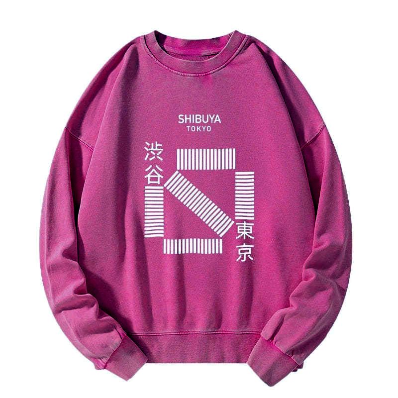 Kyoto-Lion Japanese Shibuya Crossing Washed Sweatshirt