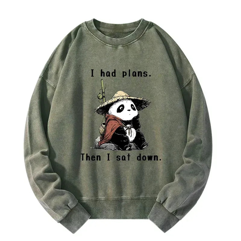 Washed Panda Sweatshirt for Daily Wear