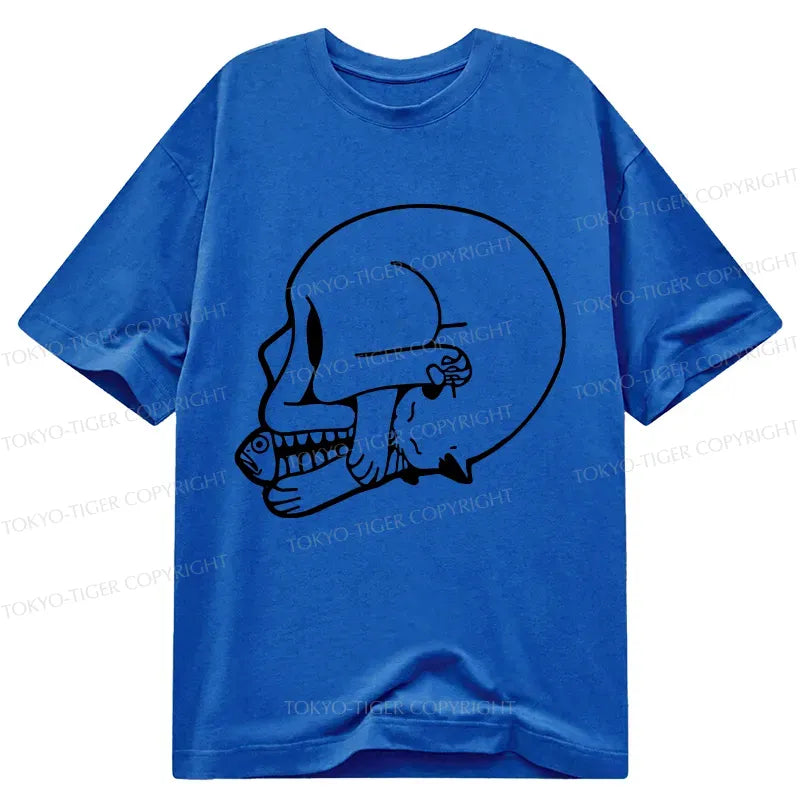 Funny Cat Eating Fish Japanese T-Shirt