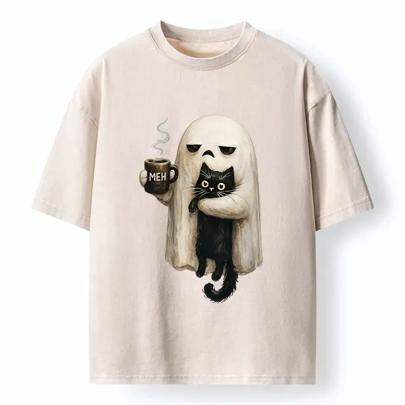 washed unisex cat t shirt for gift