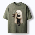 washed unisex cat t shirt for gift