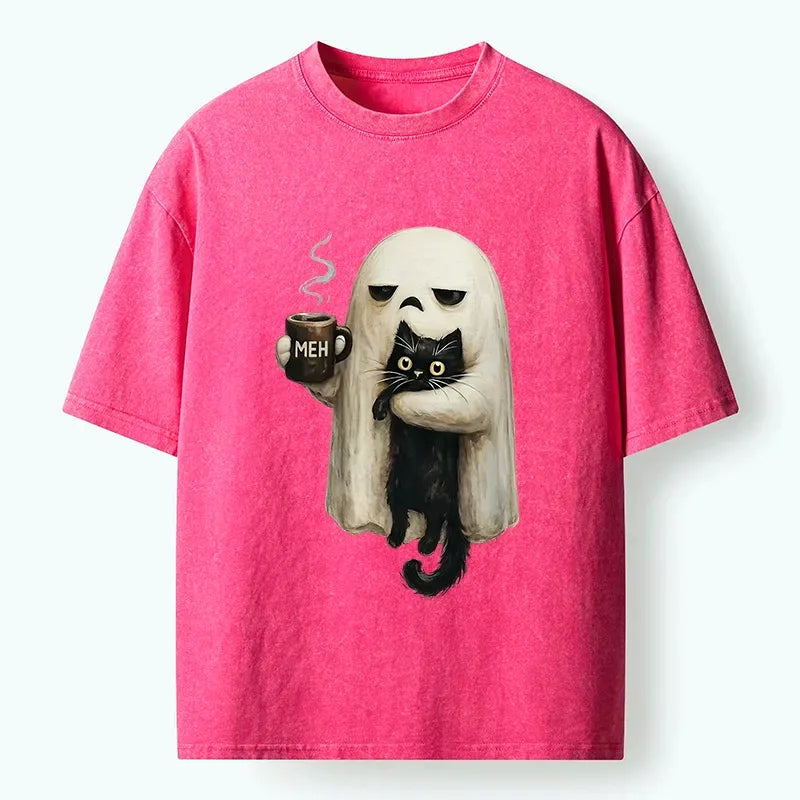 washed unisex cat t shirt for gift
