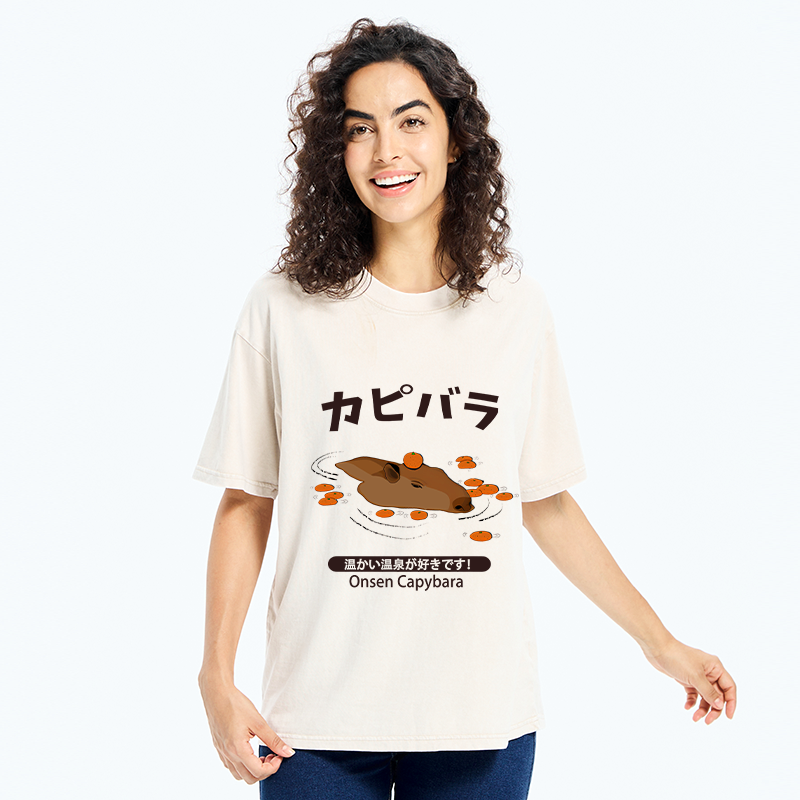 Kyoto-Lion Onsen Capybara Washed T-Shirt