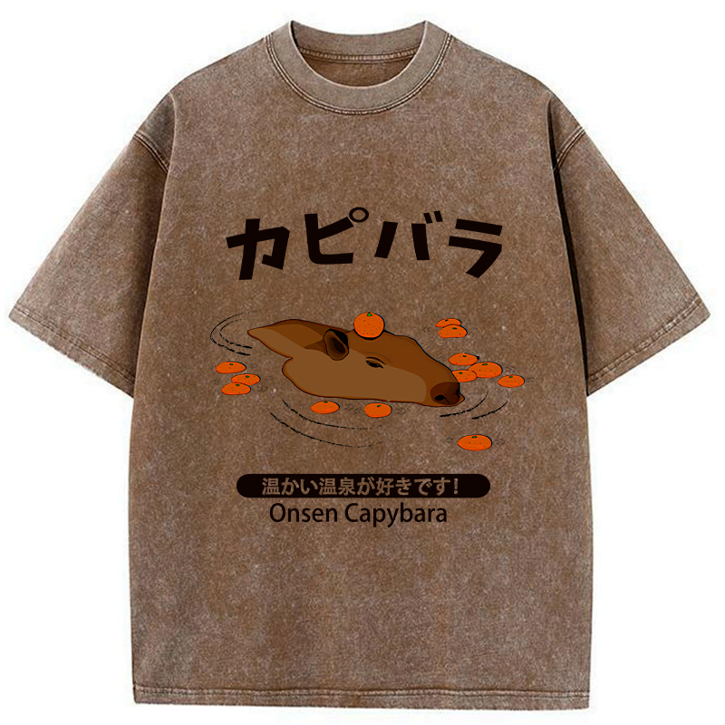 washed capybara unisex tee gift idea