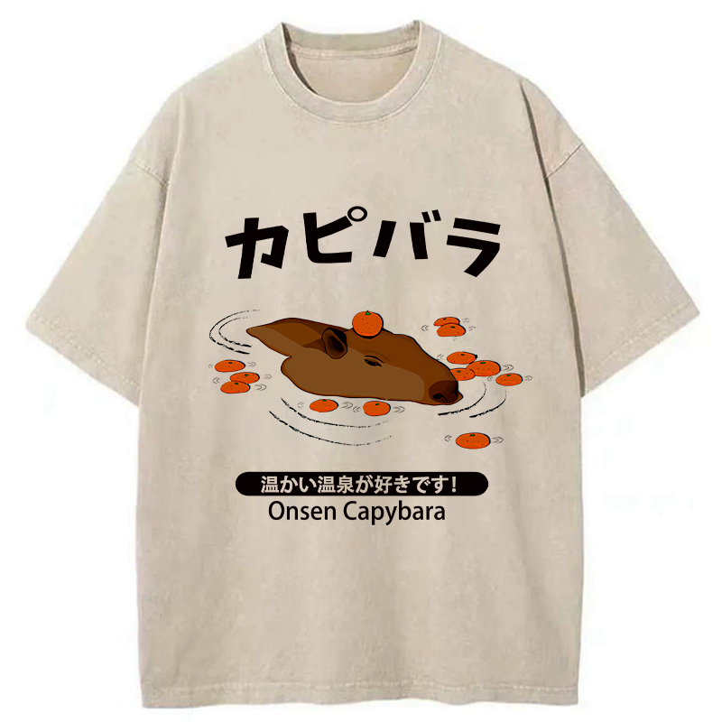 washed capybara unisex tee gift idea