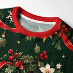 Kyoto-Lion Holly Bell Black Cat Fuzzy Christmas Ugly Sweatshirt