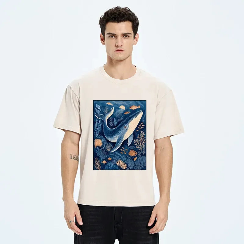 Blue Whale Washed T-Shirt for Daily Wear