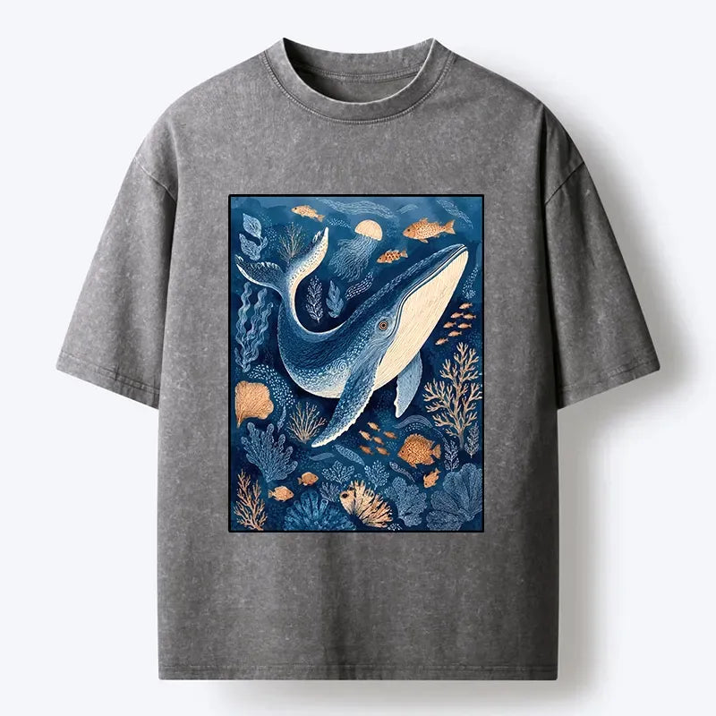 Blue Whale Washed T-Shirt for Daily Wear