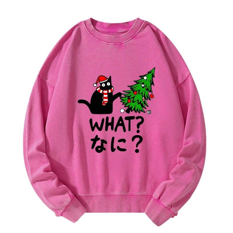 japanese naughty cat christmas sweatshirt