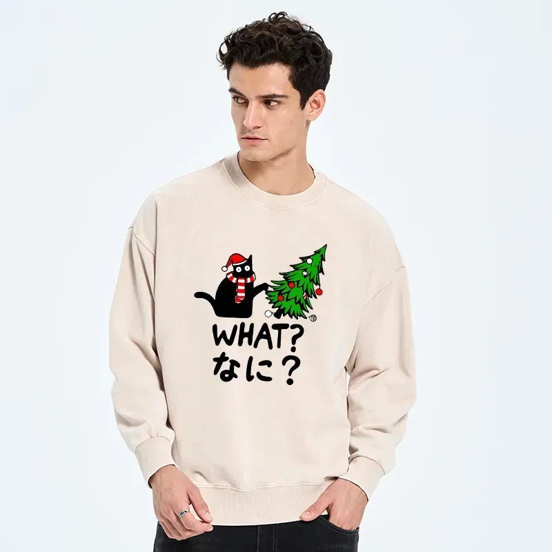 japanese naughty cat christmas sweatshirt