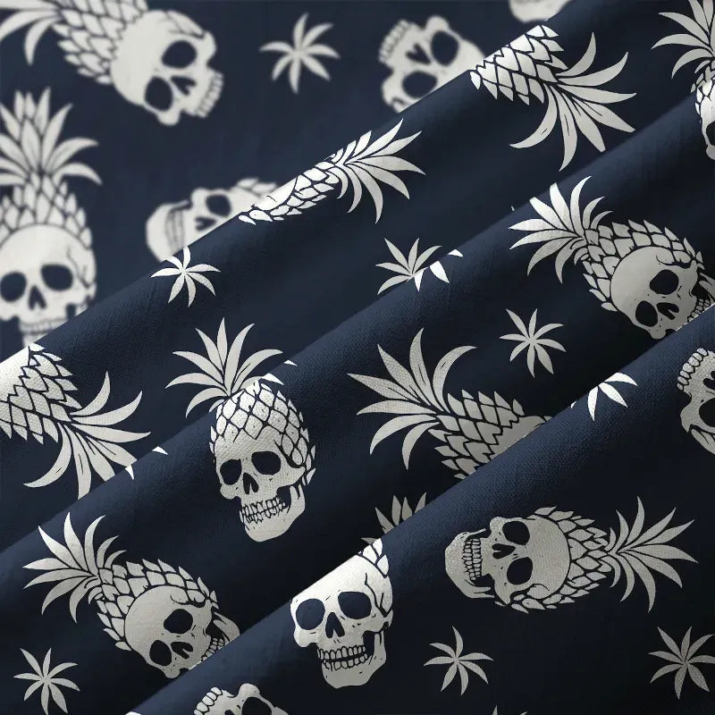 Japanese Pineapple Skull Aloha Shirt for Summer