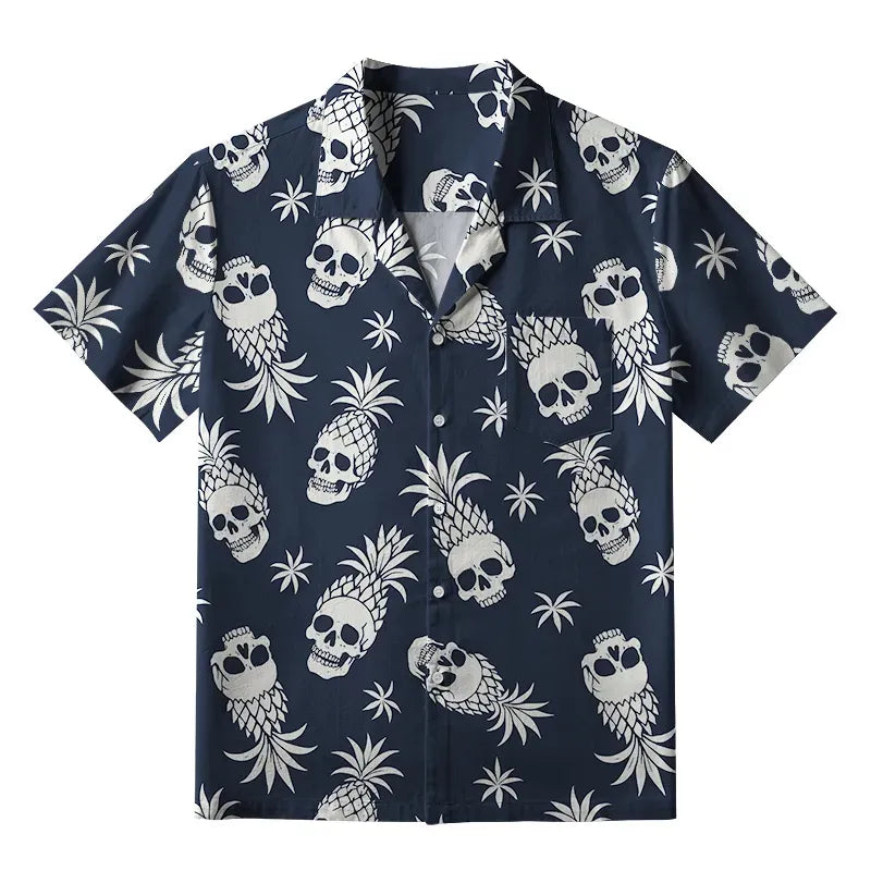 Japanese Pineapple Skull Aloha Shirt for Summer