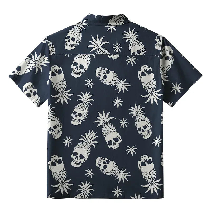 Kyoto-Lion Pineapple Skull Aloha Hawaiian Shirt