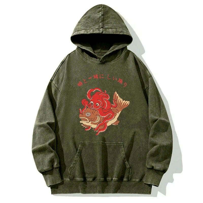 trendy unisex octopus koi hoodie