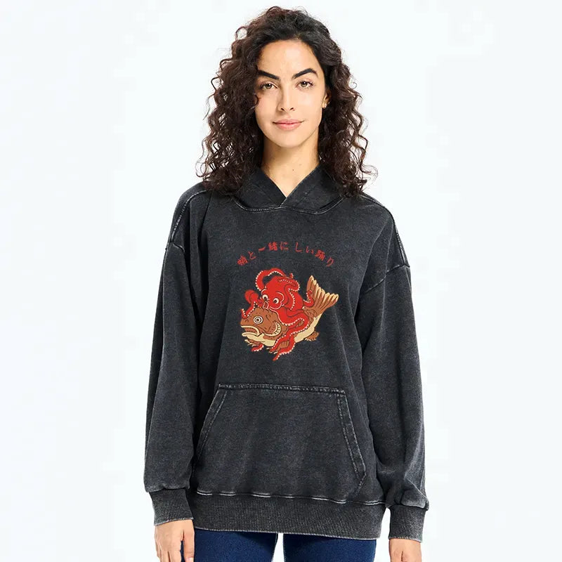 trendy unisex octopus koi hoodie