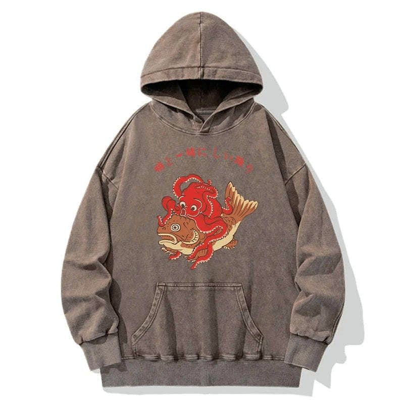 kyoto lion octopus koi art hoodie