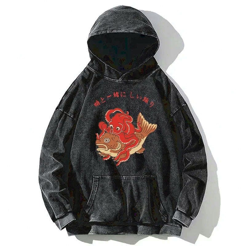 kyoto lion octopus koi art hoodie