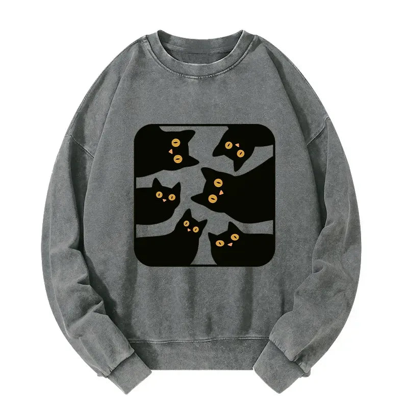 Kyoto-Lion Cats Are Watching You Washed Sweatshirt