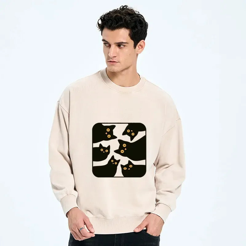 Kyoto-Lion Cats Are Watching You Washed Sweatshirt