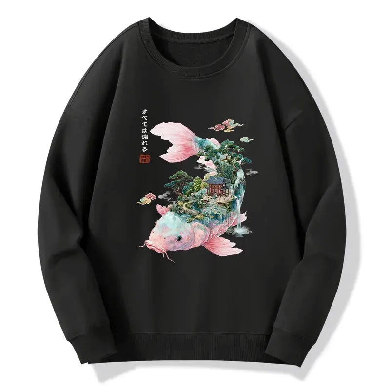 japanese koi sweatshirt for daily wear