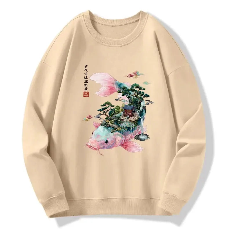 japanese koi sweatshirt for daily wear