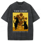 Kyoto-Lion Sunflower And Cat Washed T-Shirt