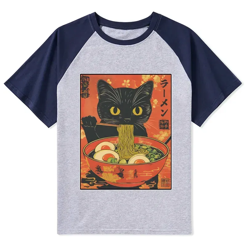 japanese hungry cat raglan shirt