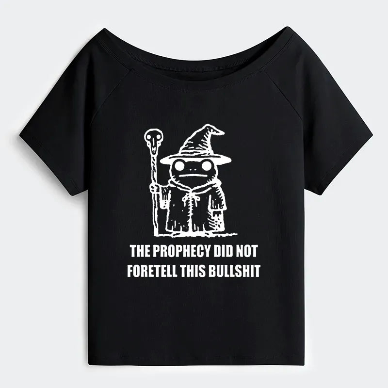 Kyoto-Lion Funny Meme Wizard Frog Weird Prophecy Off Shoulder T-Shirt