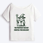 Kyoto-Lion Funny Meme Wizard Frog Weird Prophecy Off Shoulder T-Shirt