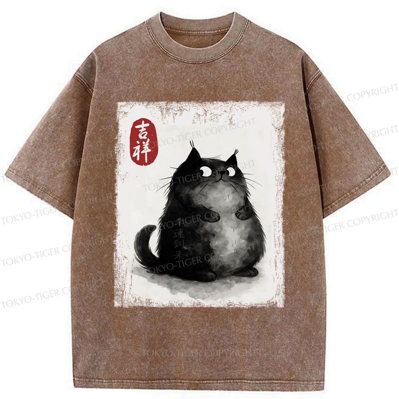 black cat t-shirt for streetwear