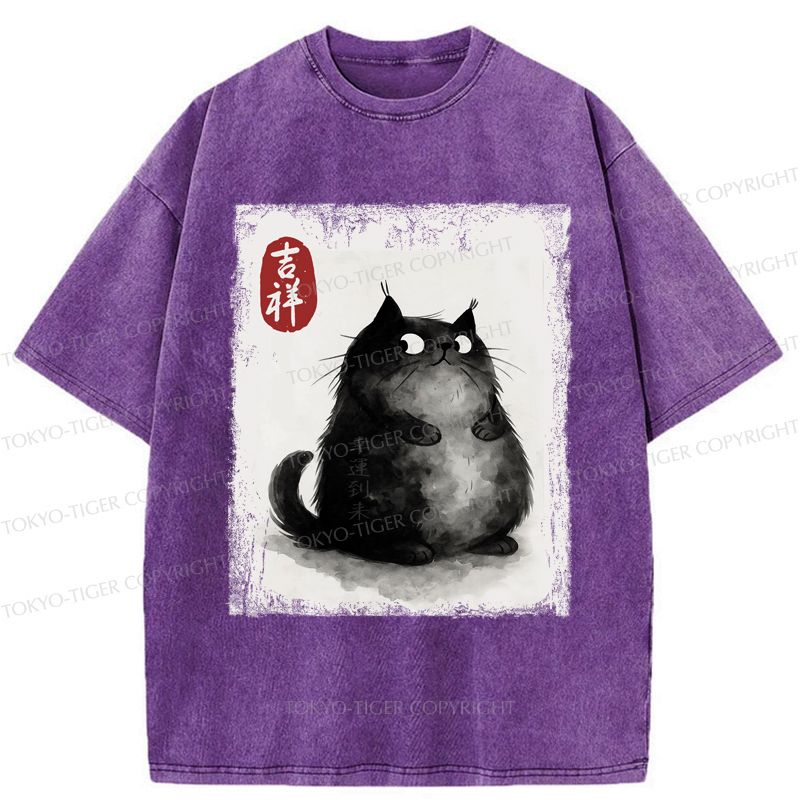 black cat t-shirt for streetwear