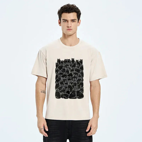 Kyoto-Lion A Group Of Black Cats Washed T-Shirt