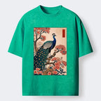 vintage peacock ukiyoe t-shirt for daily wear