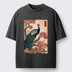 vintage peacock ukiyoe t-shirt for daily wear