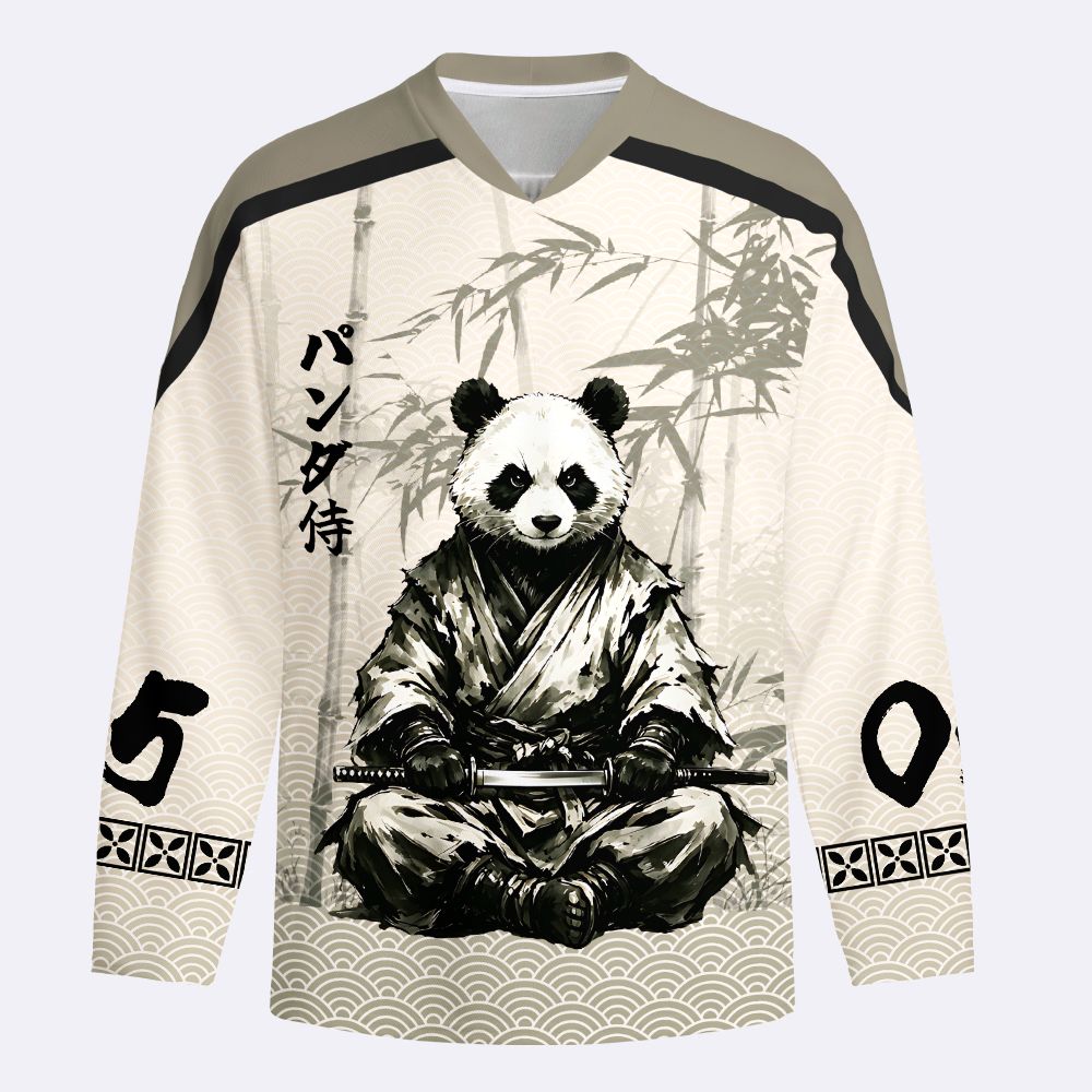Kyoto-Lion Samurai Panda Warrior Long-Sleeve Hockey Jersey