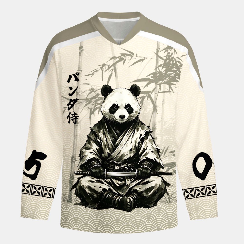 Kyoto-Lion Samurai Panda Warrior Long-Sleeve Hockey Jersey
