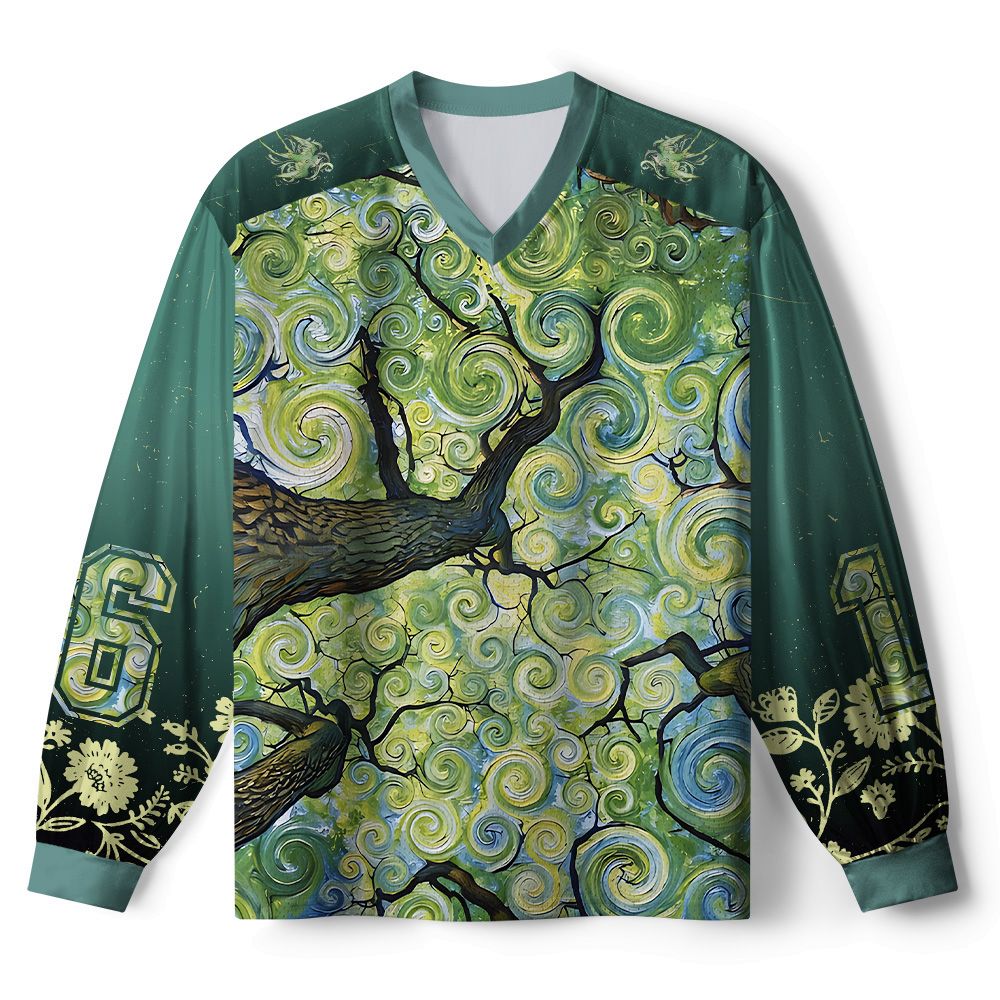 Kyoto-Lion Swirling Canopy Paneled Long Sleeve Jersey