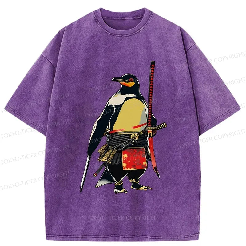 Kyoto-Lion Samurai Penguin Washed T-Shirt