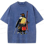 Kyoto-Lion Samurai Penguin Washed T-Shirt