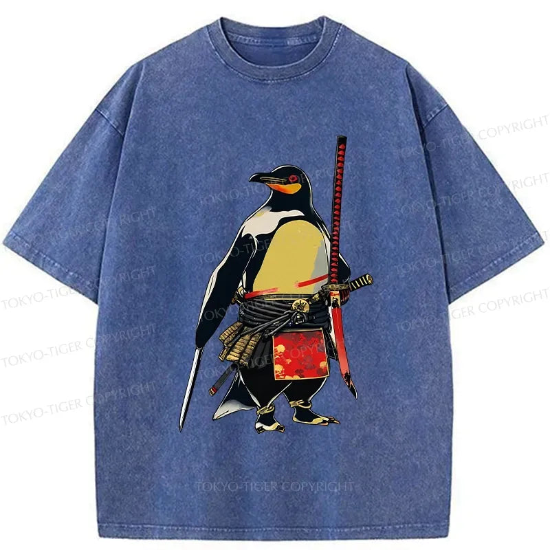 Kyoto-Lion Samurai Penguin Washed T-Shirt